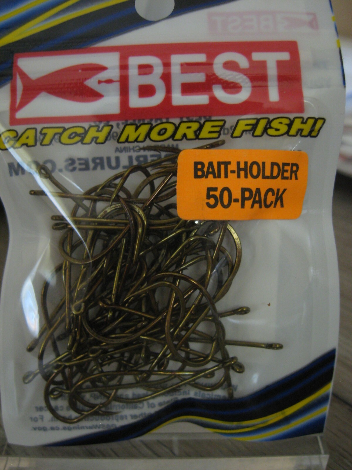 50 Best Tackle Size 2 BaitHolder Fish Hooks / Bronze Finish / Straight Eye