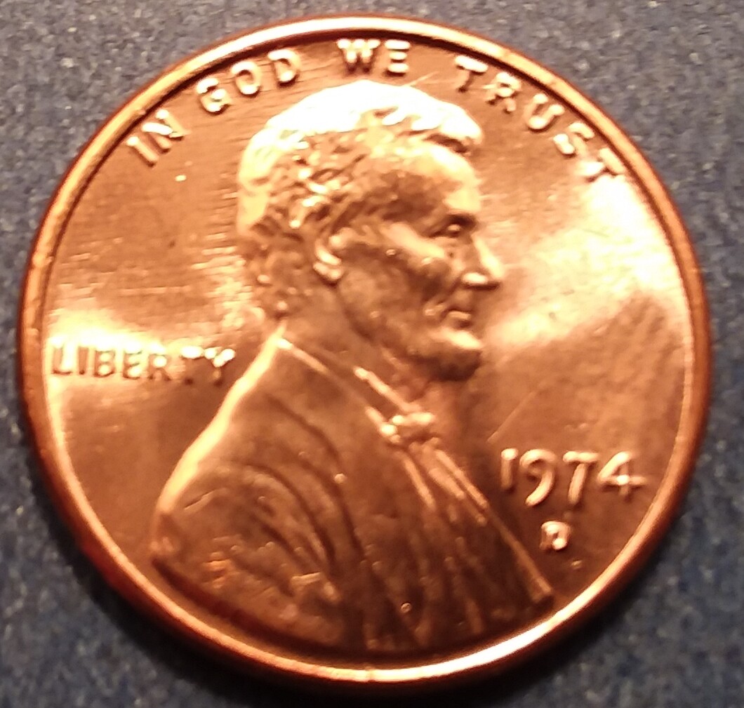 1974-D Brilliant Uncirculated Lincoln Cent.  Ships Free.  BU condition.