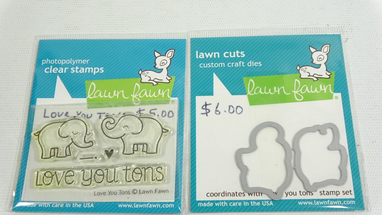 2014 Lawn Fawn "Love You Tons" Clear Stamps & Die Set LF598 & LF600