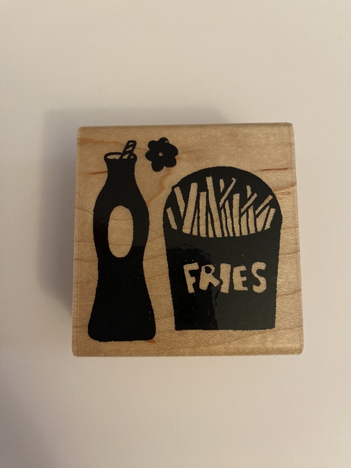 New JRL Design Fries And Soda Wood Mounted Rubber Stamp RS71