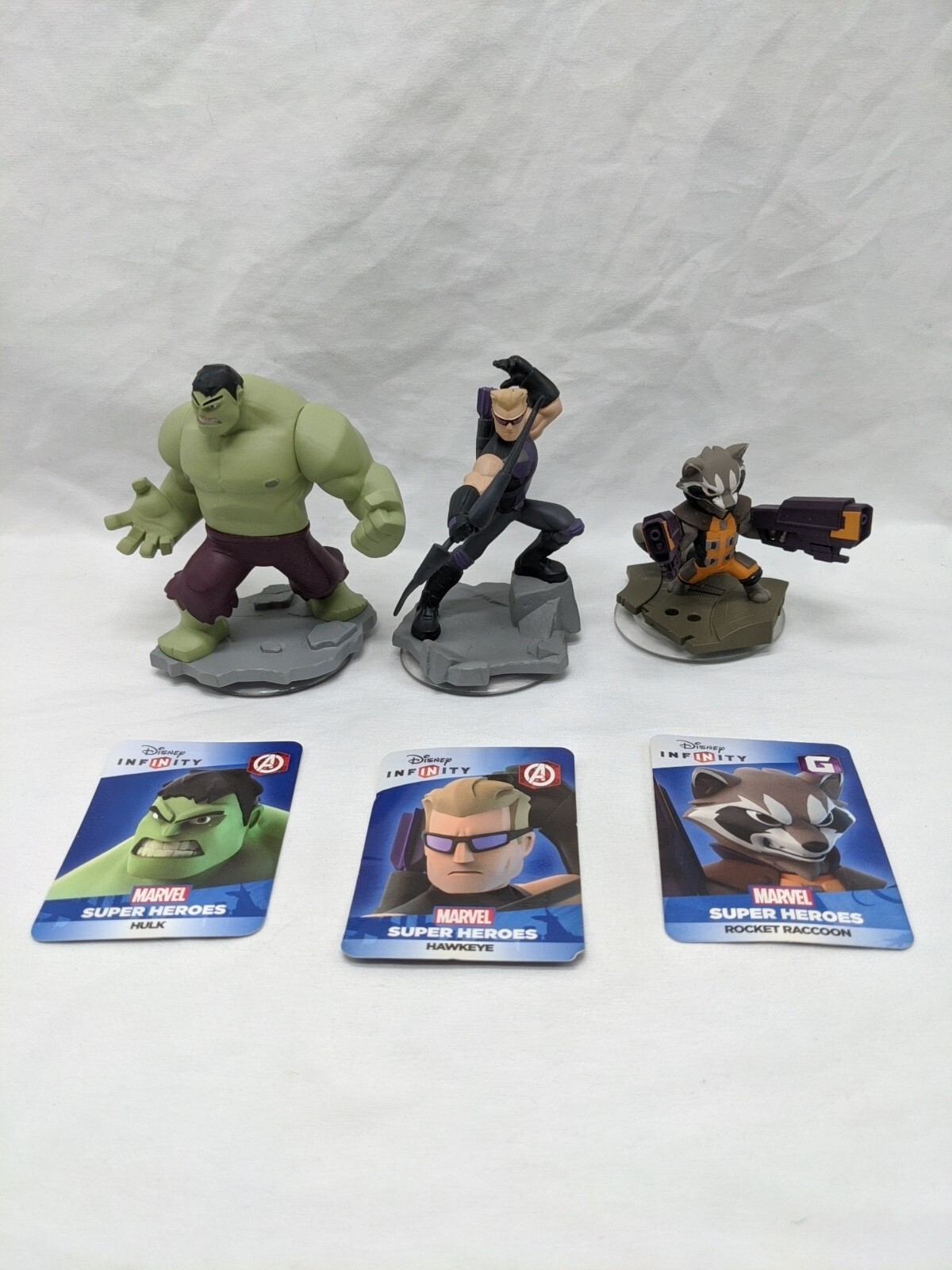 Lot Of (3) Disney Infinity 2.0 Marvel Figures Hulk Hawk Rocket Racoon