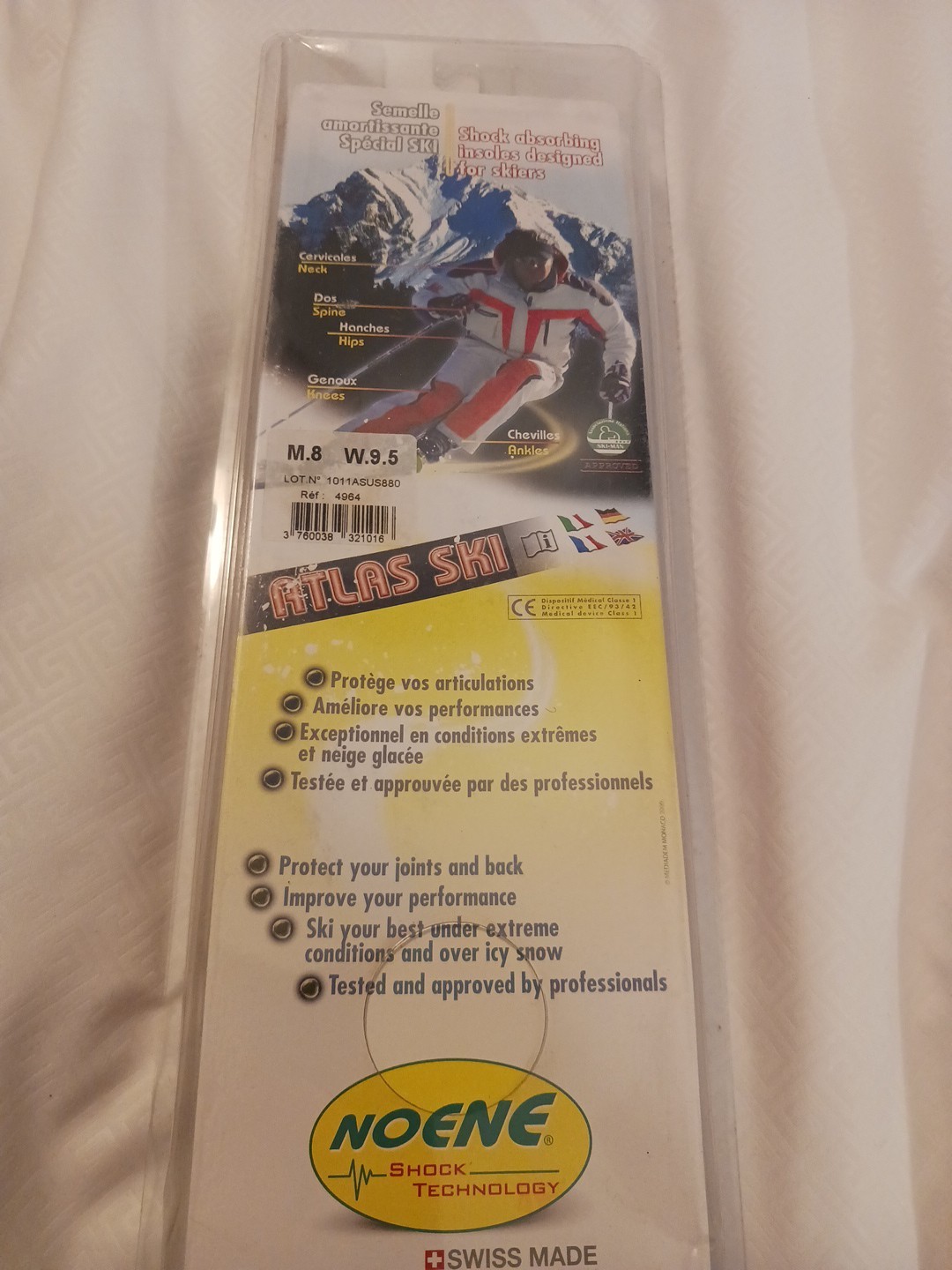 Noene Atlas Ski Shock Absorbing Insoles (Men 8) (Women 9.5) New In Packaging