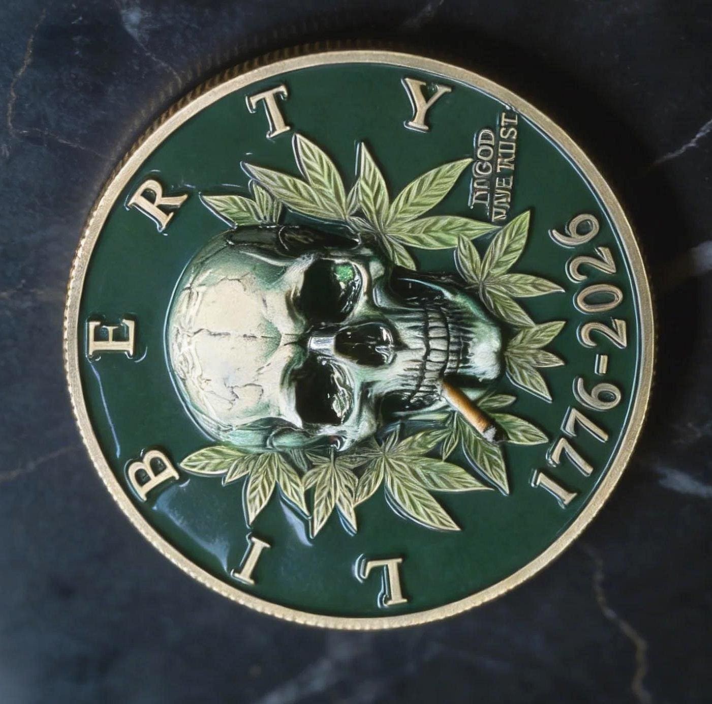 250th Anniversary Commemorative Coins Liberty Cannabis Skull – USA 1776-2026
