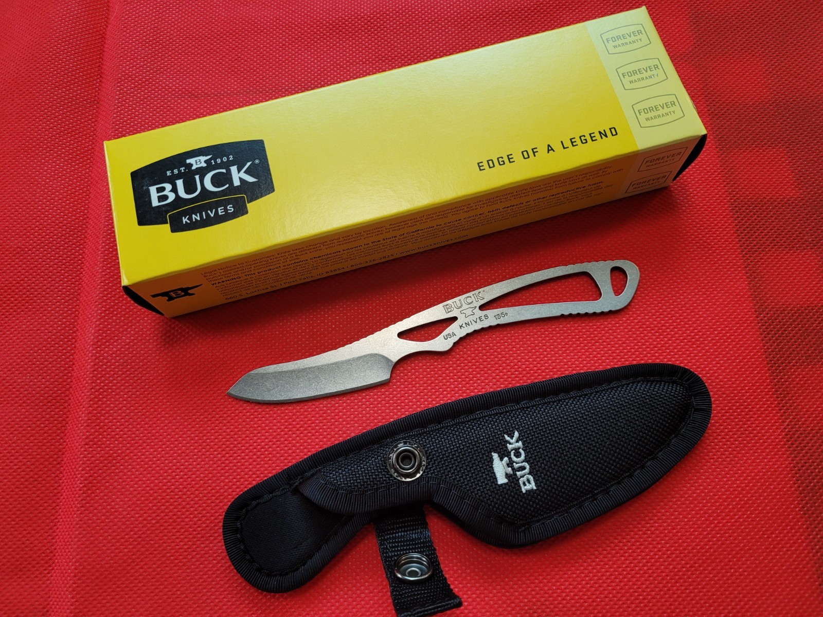 Buck 135 Paklite Caper Fixed Blade Knife w/ Sheath USA 2016 - New Old Stock