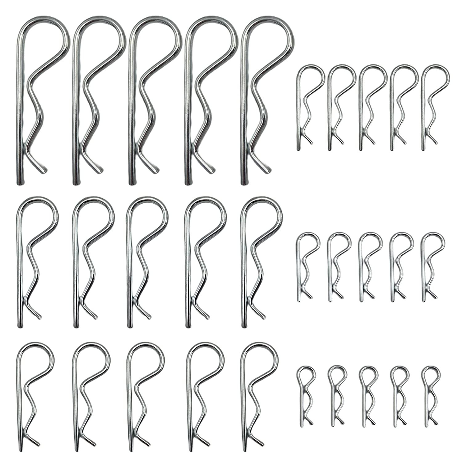 Cotter Pins, 30 Pcs Zinc Plated Spring Fastener Assortment Kit, Heavy Duty Cotte