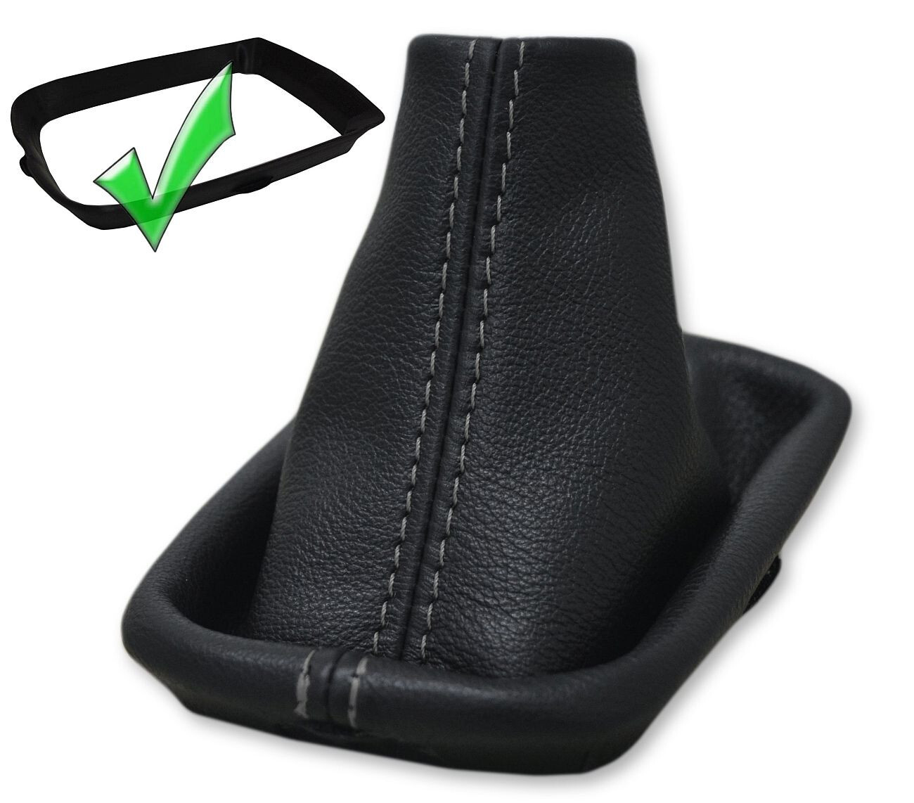VOLVO V50 S40 C30 Gear Shift Boot + Plastic Base  Genuine Leather  Gray Stitch