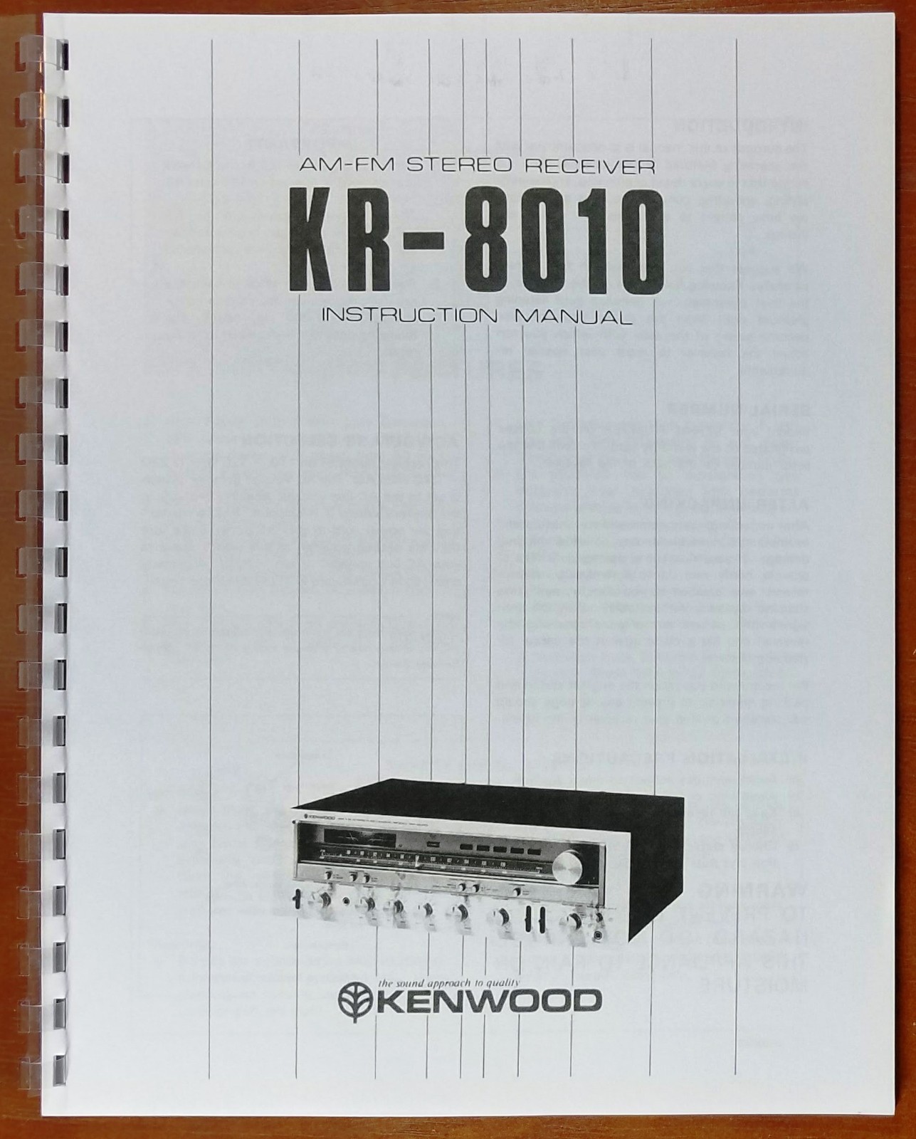 Kenwood KR-8010 Receiver Owners Manual