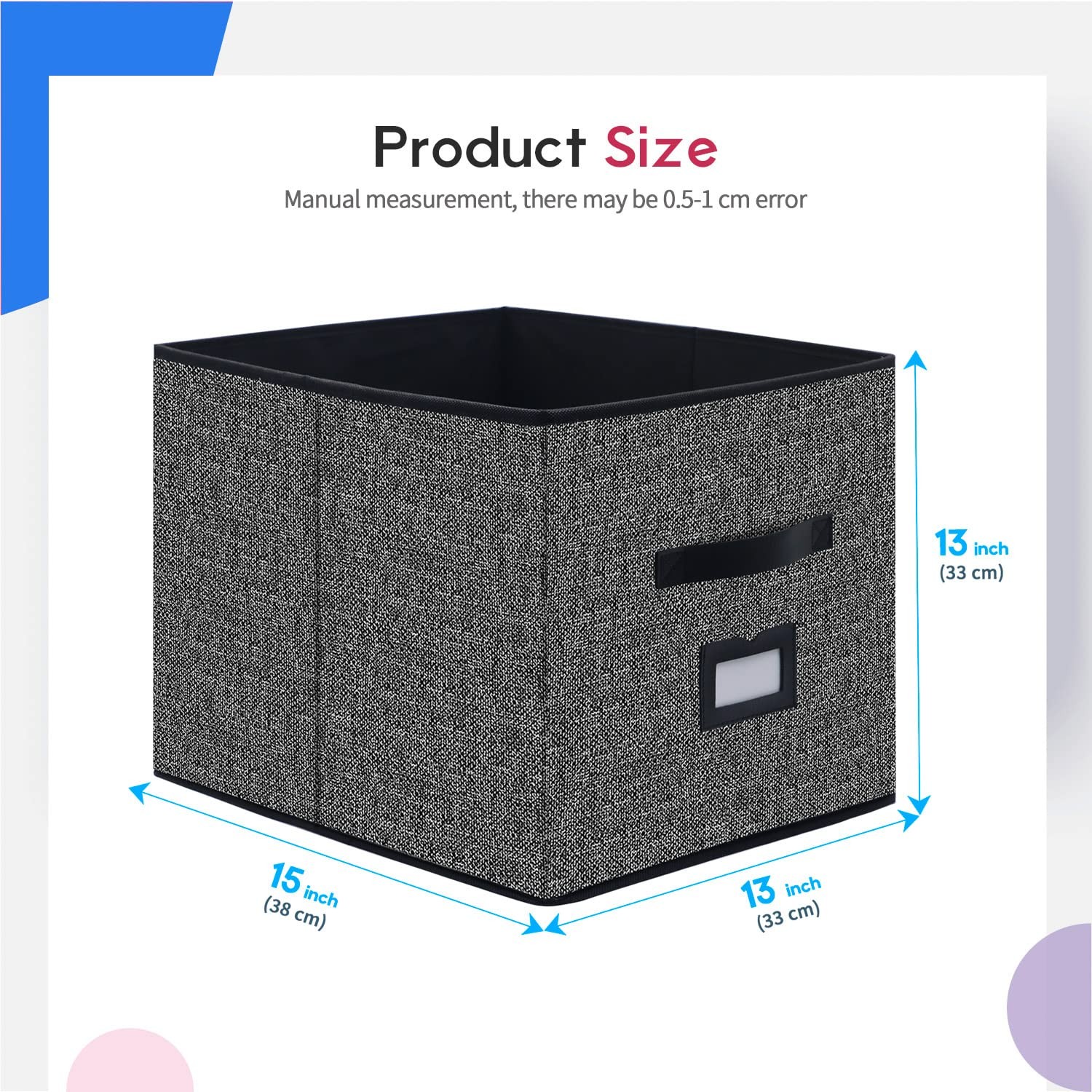 Onlyeasy Large Foldable Cloth Storage Cubes 4 Pack with Label Holders - Fabric