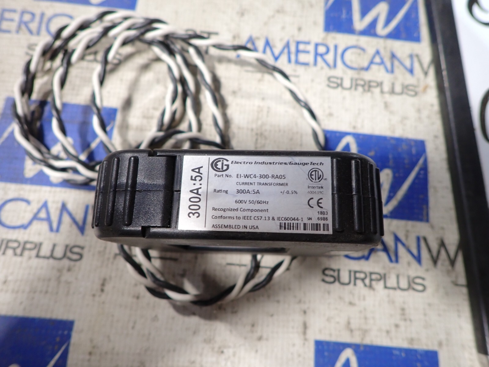 Electro Industries Current Transformer EI-WC4-300-RA05 300A:5A 600v