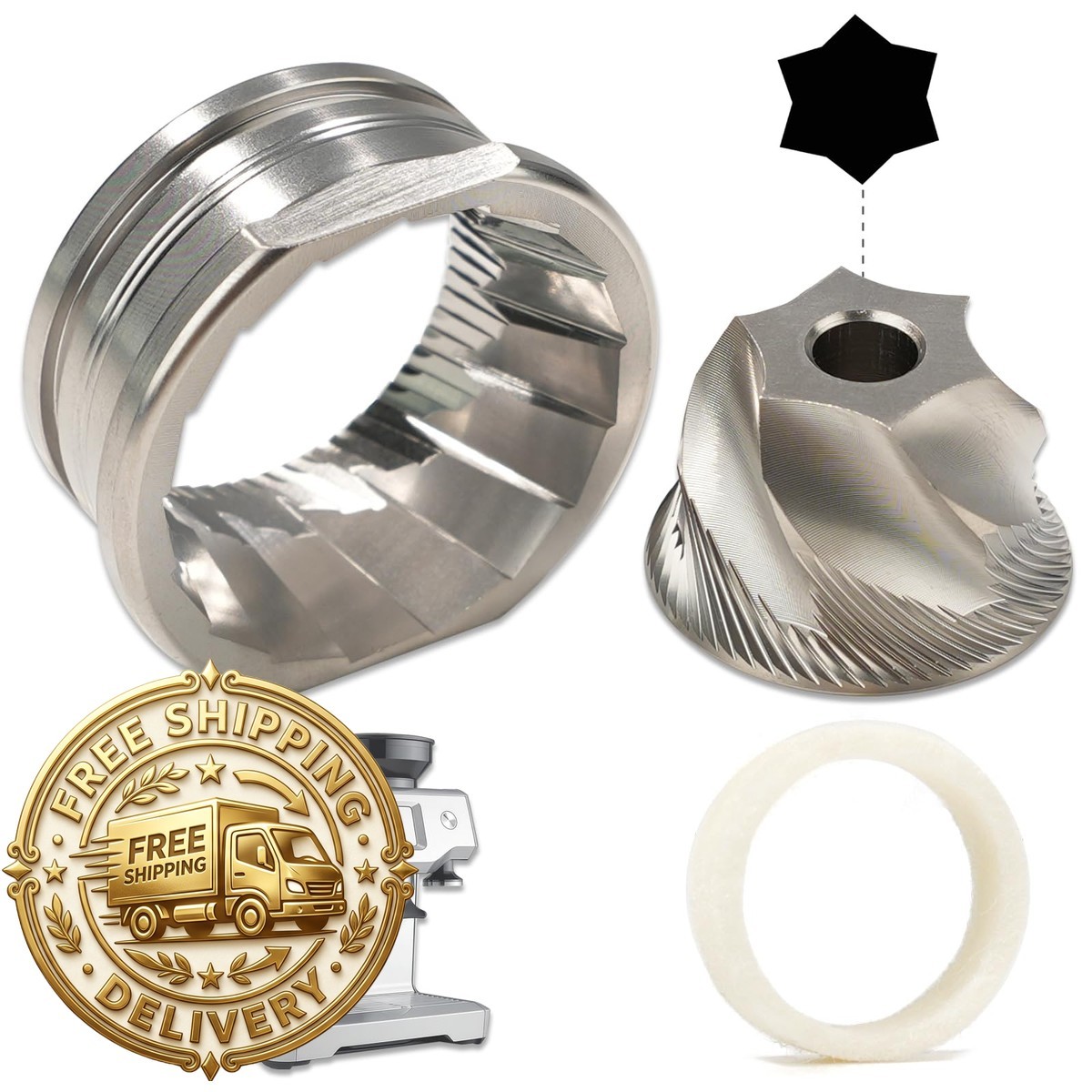 TNLGPD Grinder Burr Blade Set Compatible Breville BES980/990/995/880/881/878