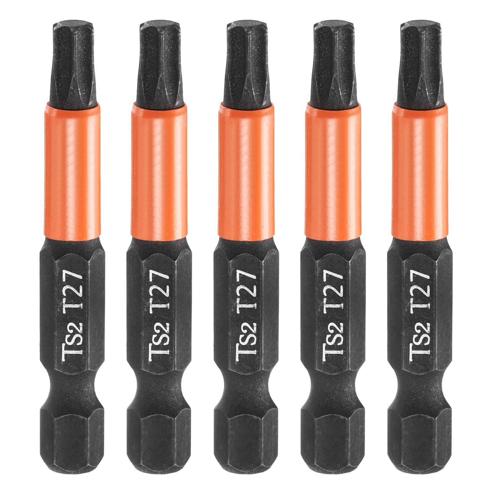 HARFINGTON 5pcs T27 Torx Head Screwdriver Bit 2" (50mm) x 50mm, Black