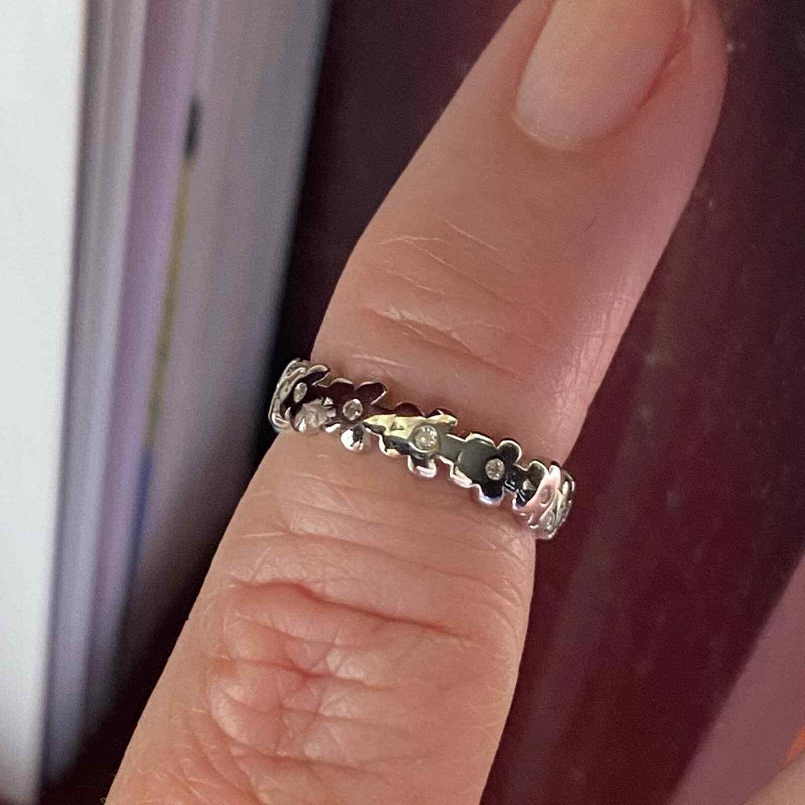 Sterling Silver Flower CZ Band Toe Ring