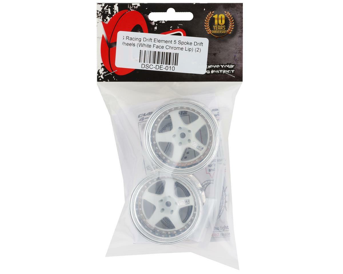 DS Racing Drift Element 5 Spoke Drift Wheels (White & Chrome) (2) [DSC-DE-010]