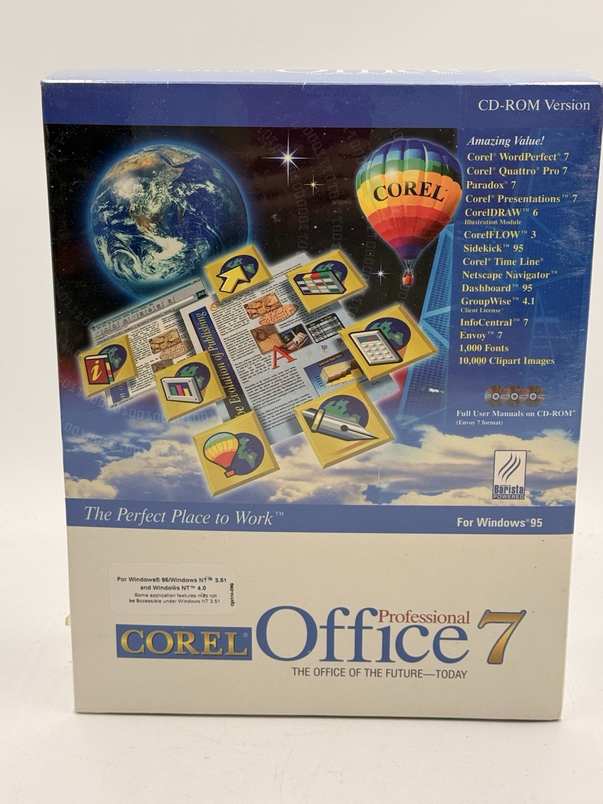 Corel Office 7 Professional 1996 New In Sealed Box User Manuals CD-ROM