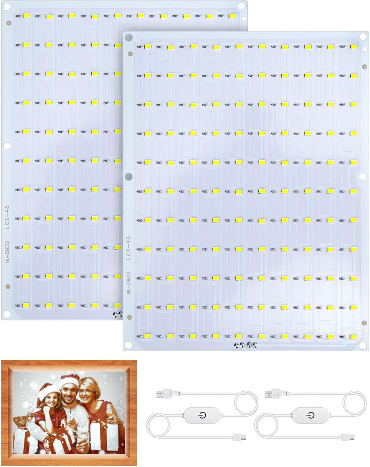Lithophane LED Backlight Kit for 3D Printed Art, 2 Pack, USB-C Powered
