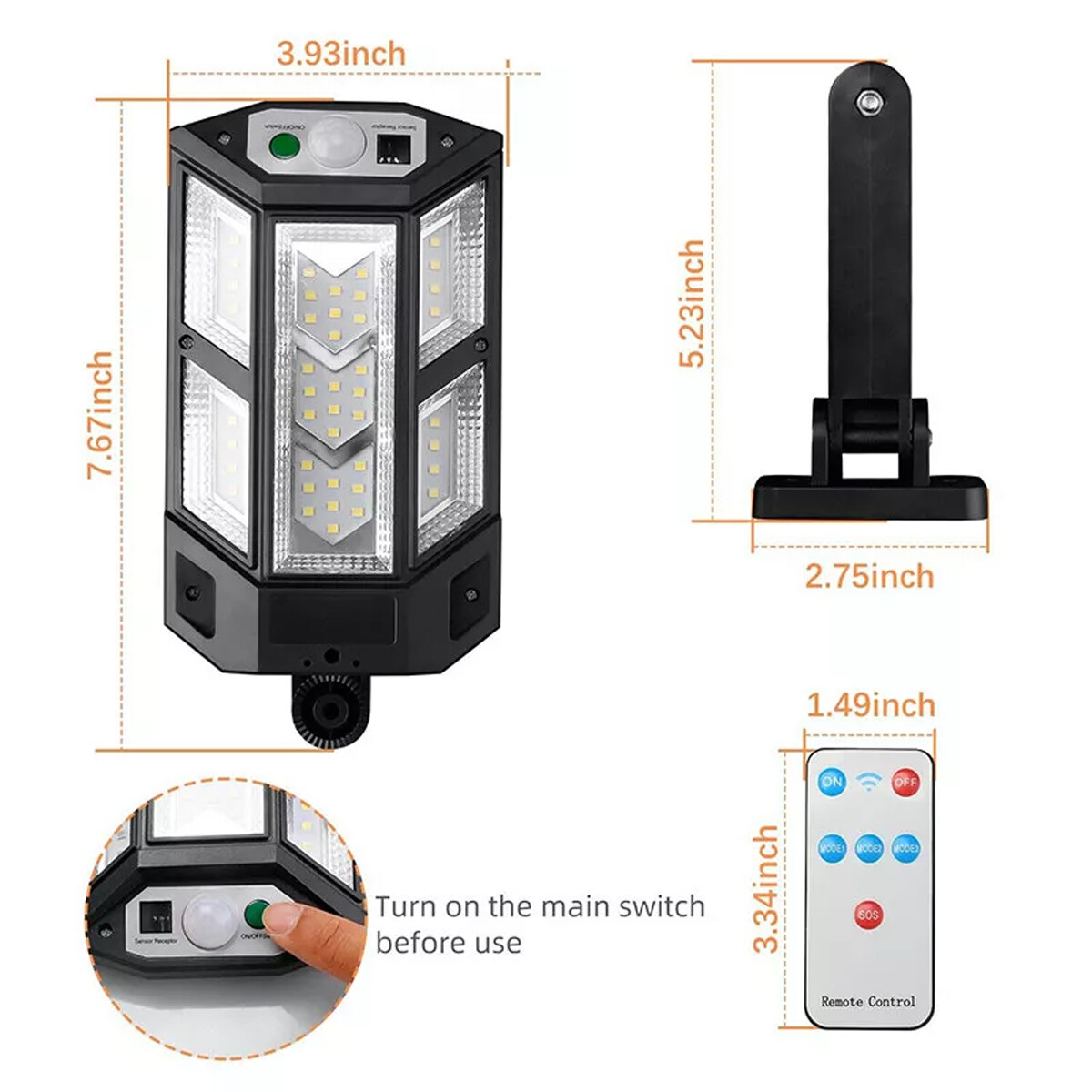 2 pcs LED Solar Flood Light Security Motion Sensor Wall Street Yard Outdoor Lamp