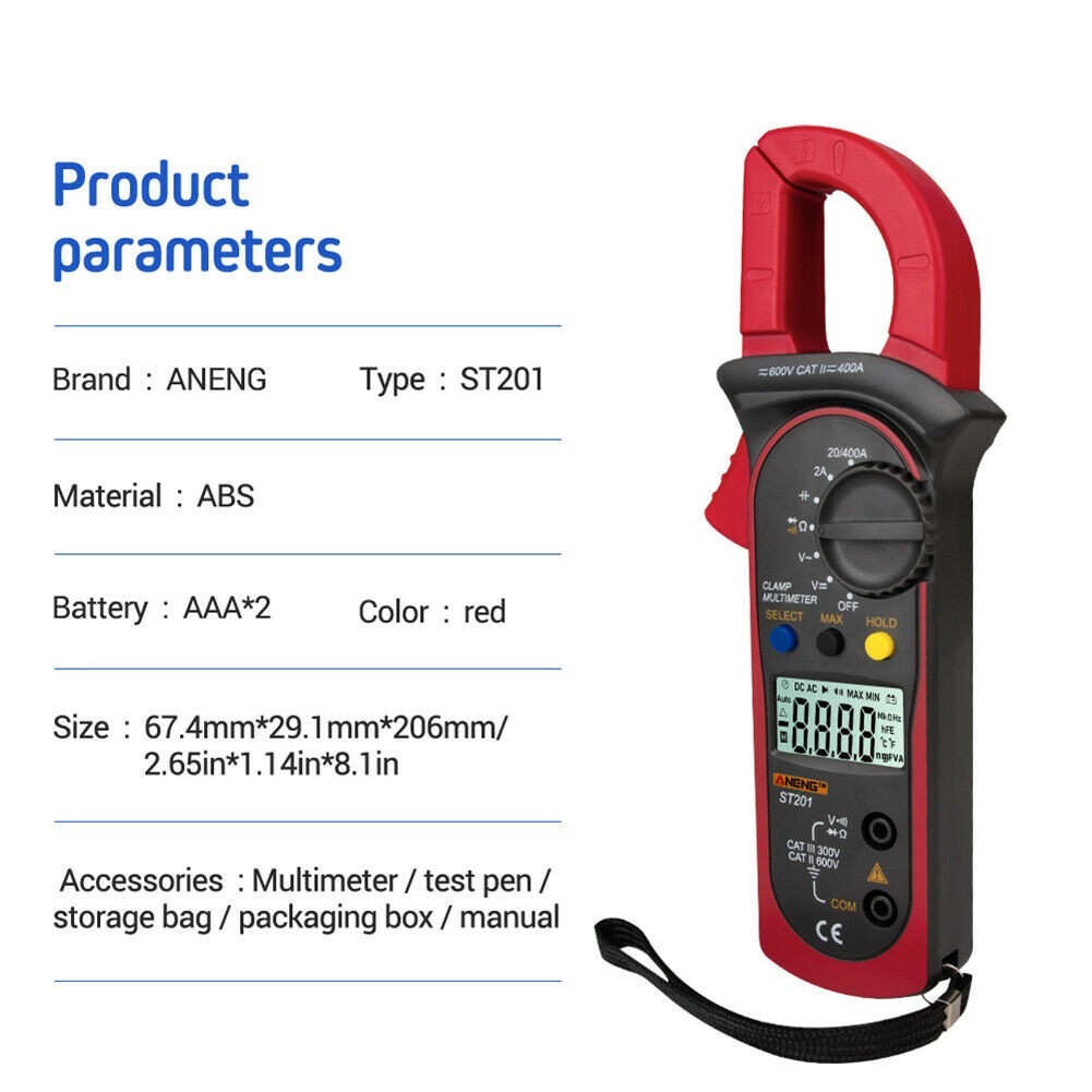 Digital Multimeter AC DC Clamp Voltmeter Ammeter Ohmmeter Volt Tester Meter