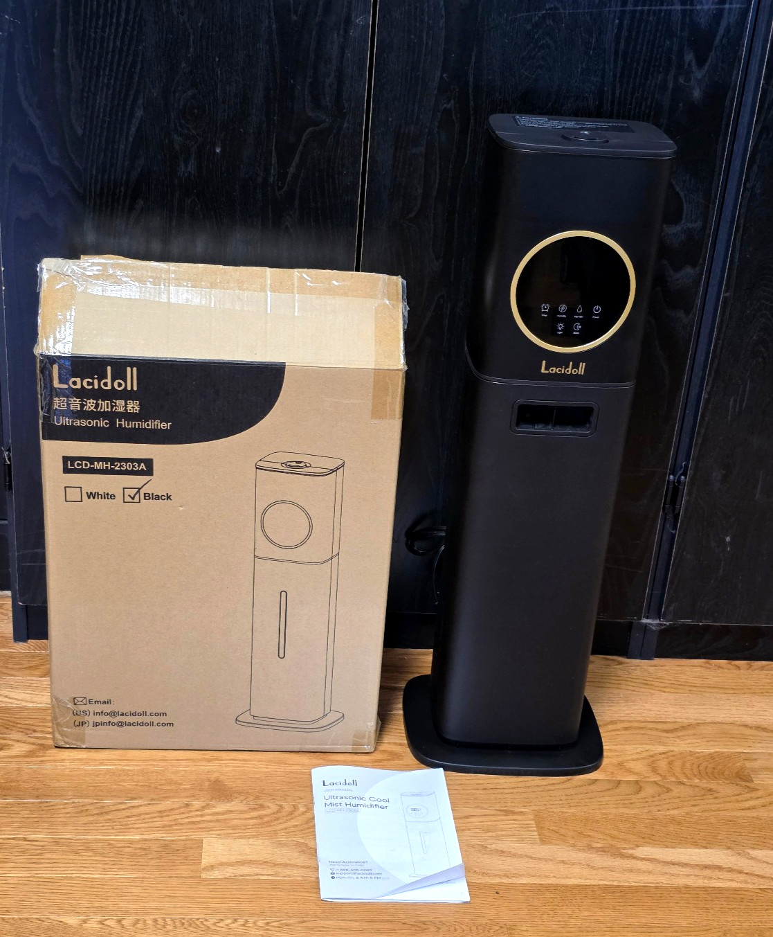 Lacidoll Ultrasonic Humidifier LCD-MH-2303A 2.1 Gal/8L Black Read Ad