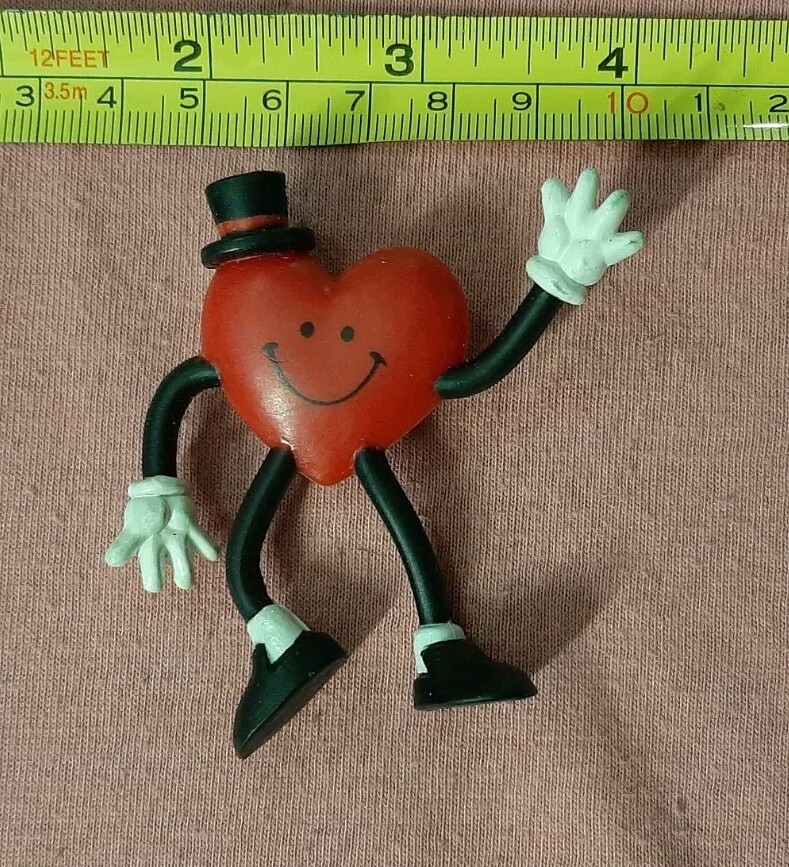 Vintage Hallmark Valentines Day Posable Heart with Top Hat Jacket Lapel Pin