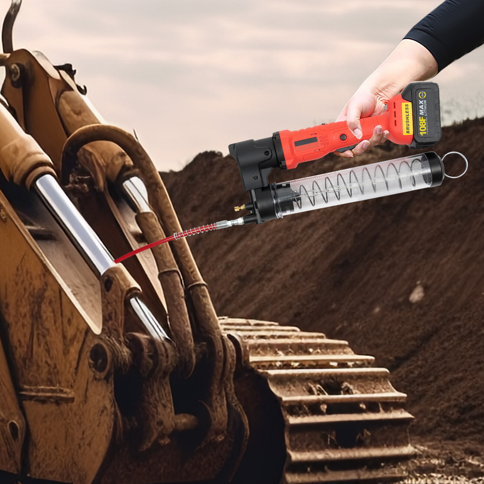 Electric Grease Gun Battery Powered with Hose 12000 PSI Cordless Grease Gun