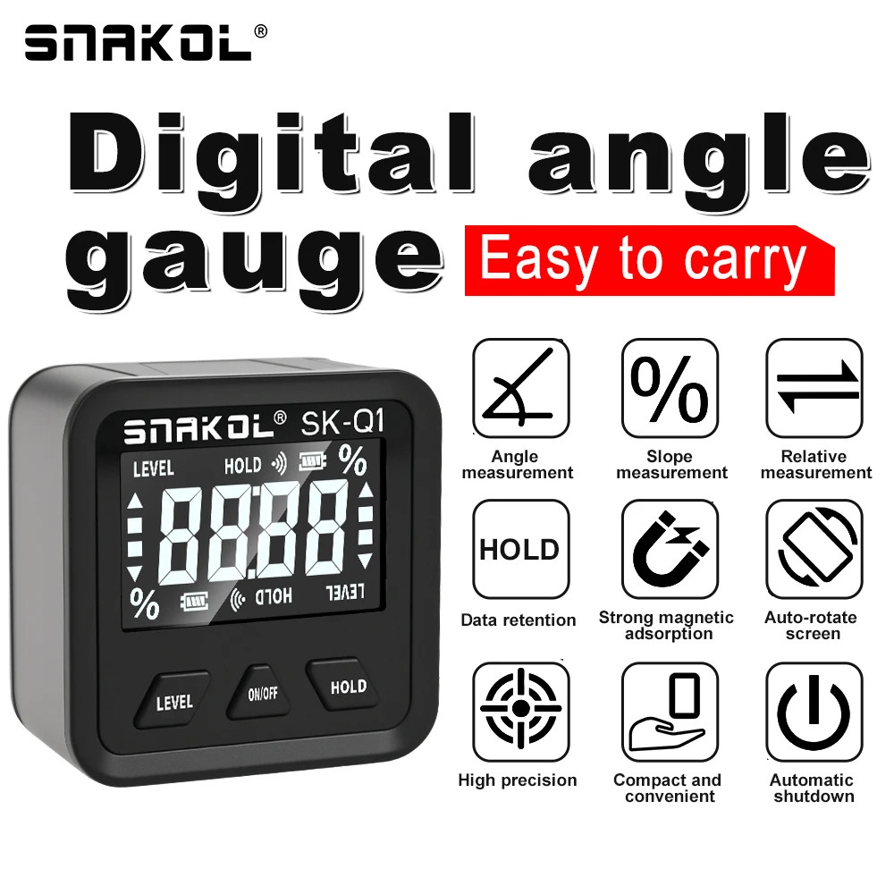 snakol Angle Protractor 360 Degree Mini Electronic Digital Protractor Inclinomet
