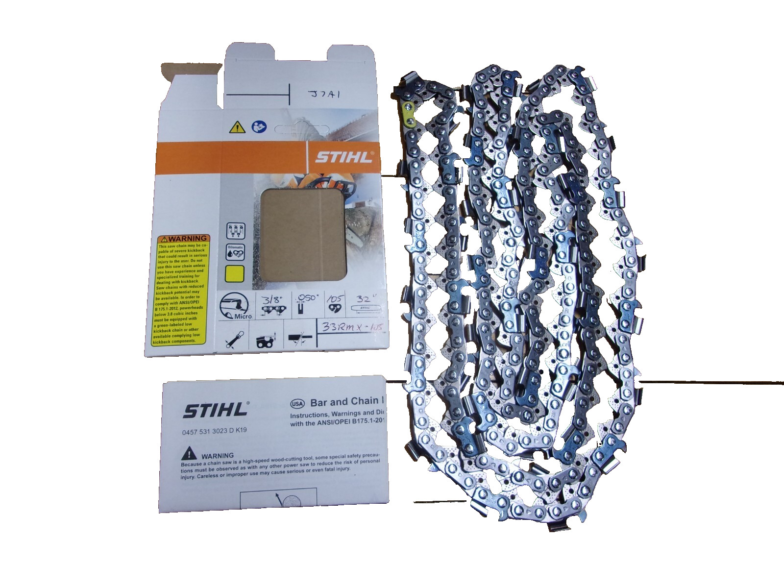 Stihl 32" Semi Chisel "Ripping" Chain OEM 3/8" .050 105 DL 33RMX #GM-3L2