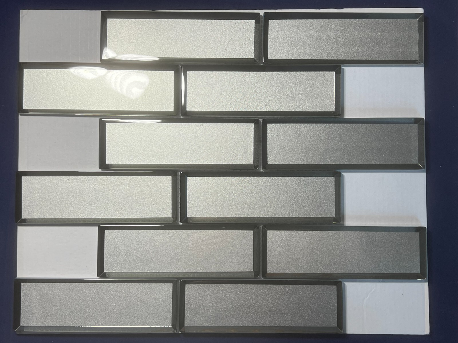 M28 Silver Glass Rectangle Mosaic Tile Kitchen Bathroom Backsplash, 7 sheets