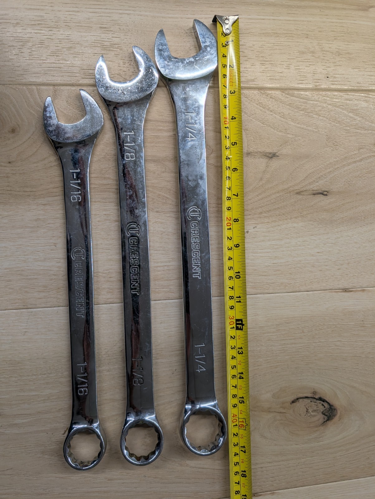 3 Crescent Brand Combination Open End Wrench : 1-1/8 - 1-1/4 &    1-1/16