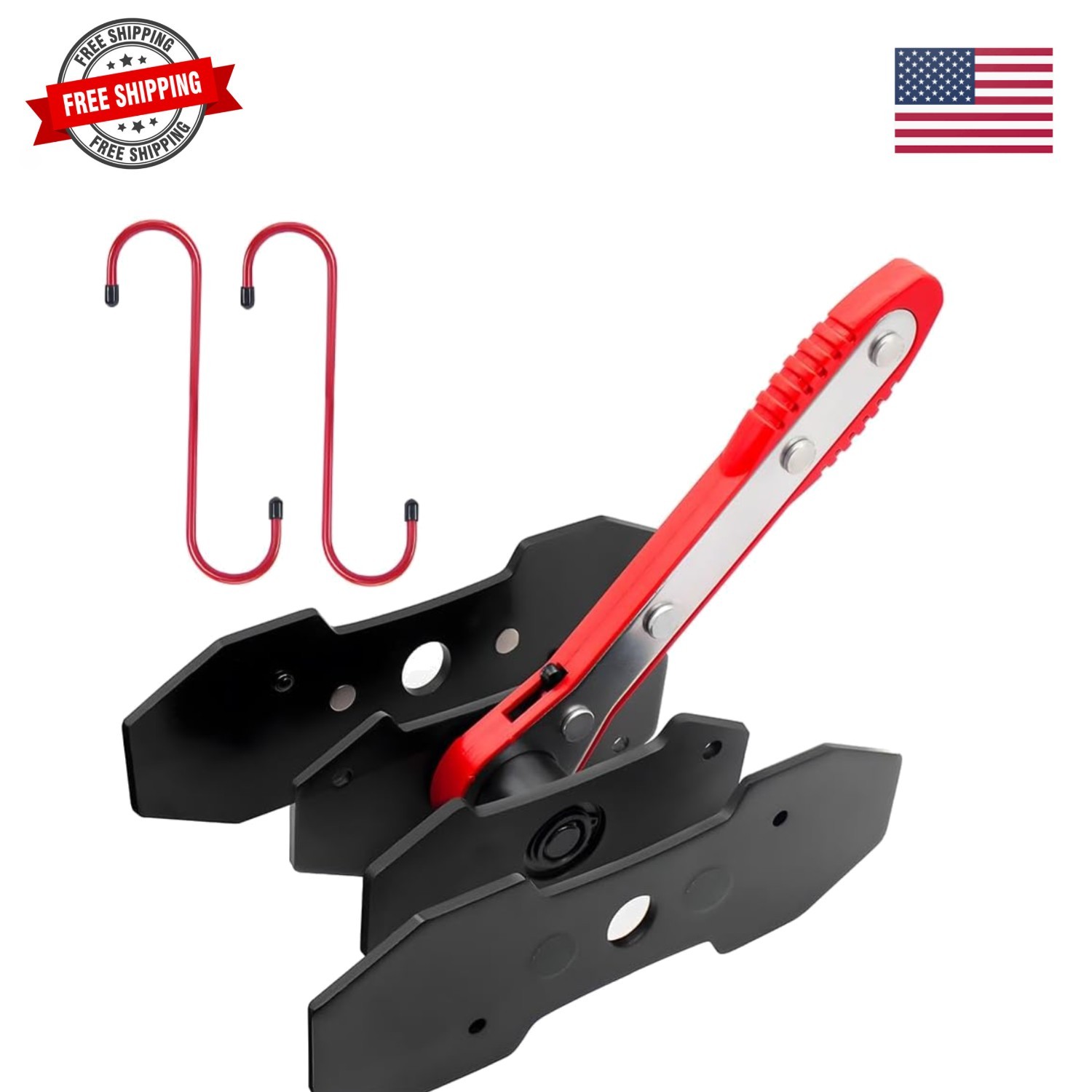 Brake Caliper Piston Spreader Red | 360° Ratcheting Brake Press, 2PCS Steel P...