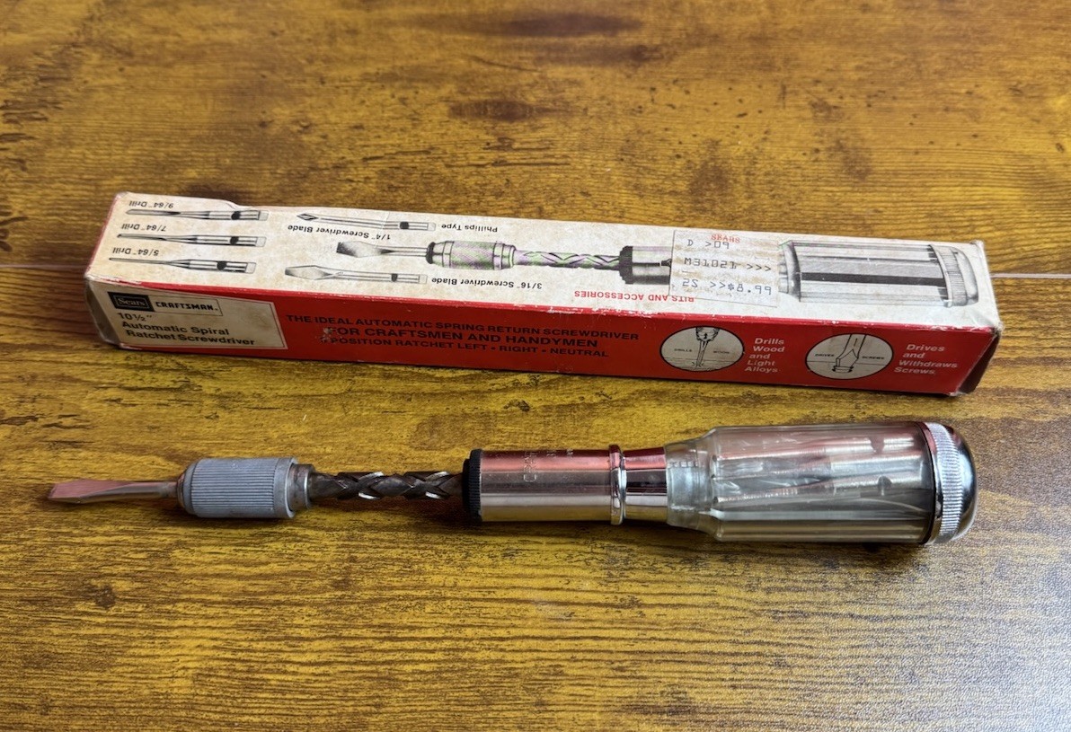 31021 Sears Craftsman 10" Automatic Spiral Ratchet Screwdriver FREE SHIPPING