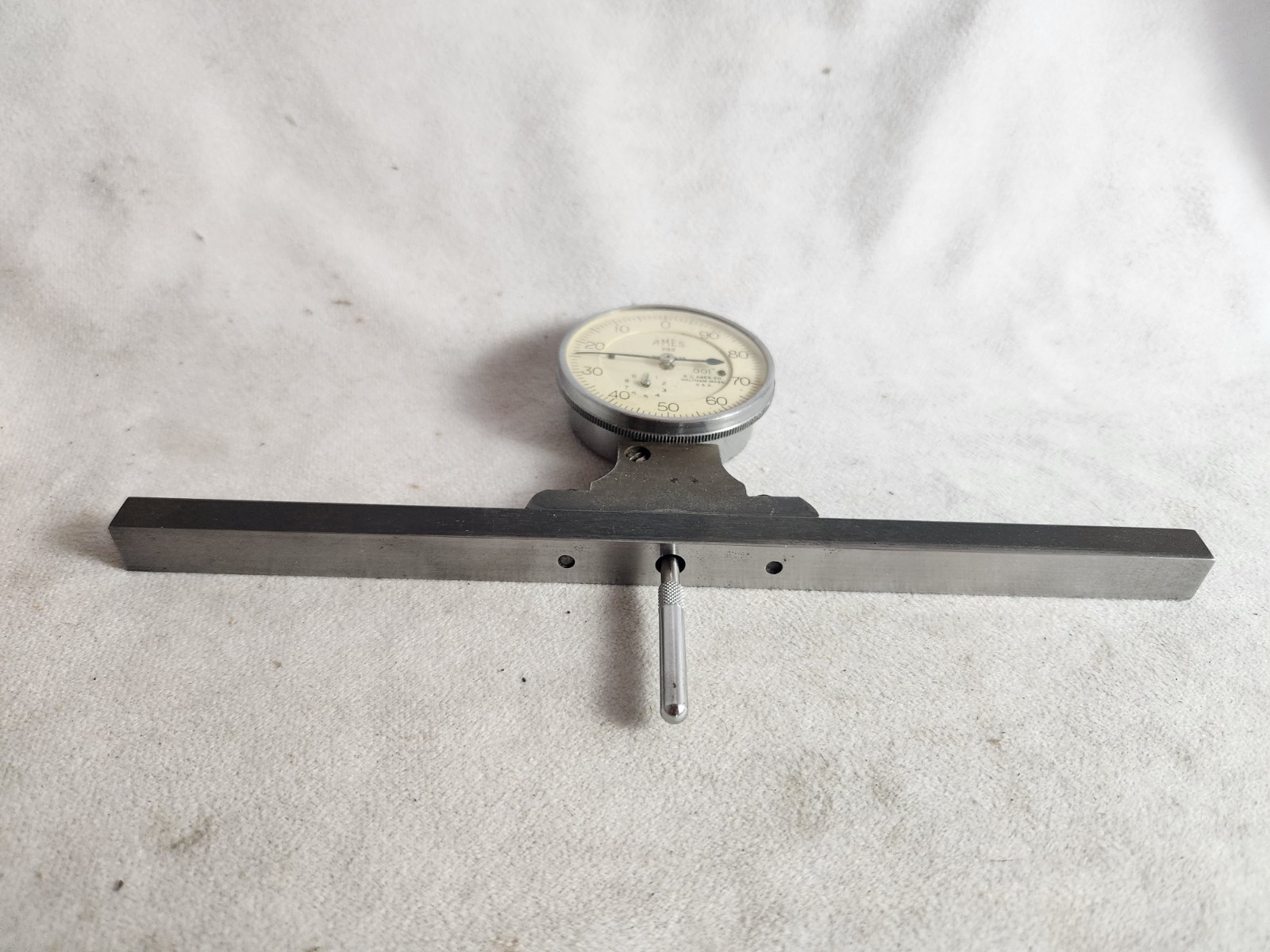 Ames 9" Base Dial Depth Gauge .001" w/ Case