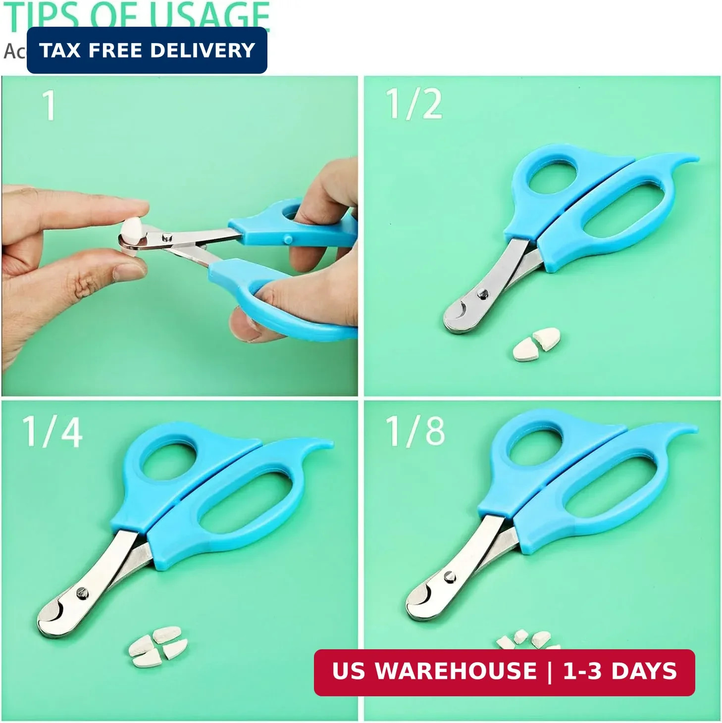 Scissors-shaped Pill, Cutter Sharp Blade Pill Splitter for Easily, Dividing | Eb
