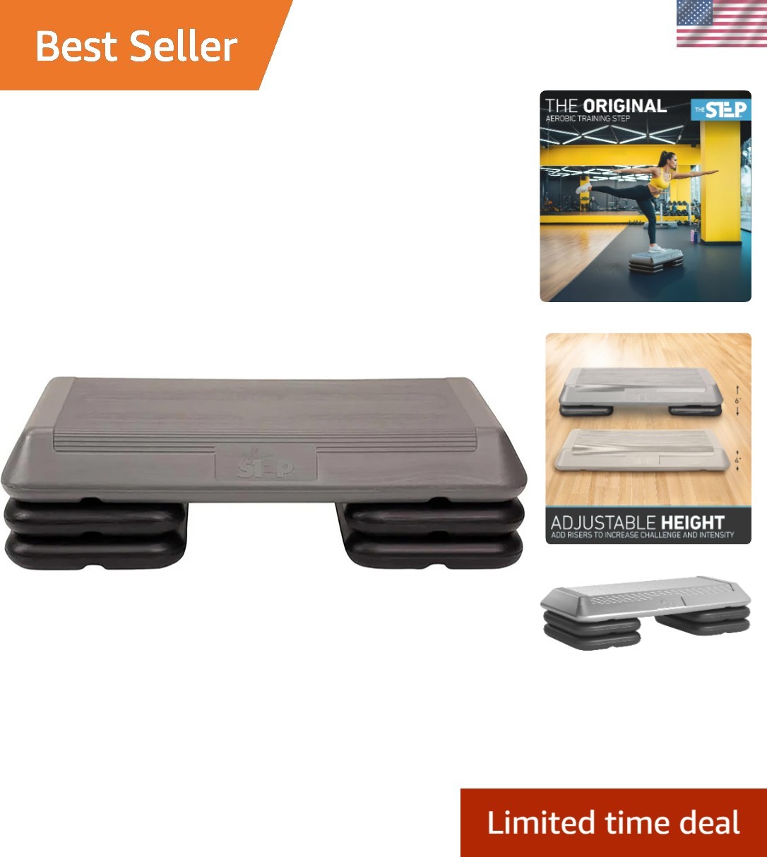 High-Quality Silver/Black Step Platform with Streaming Videos - 4" & 6" Heights
