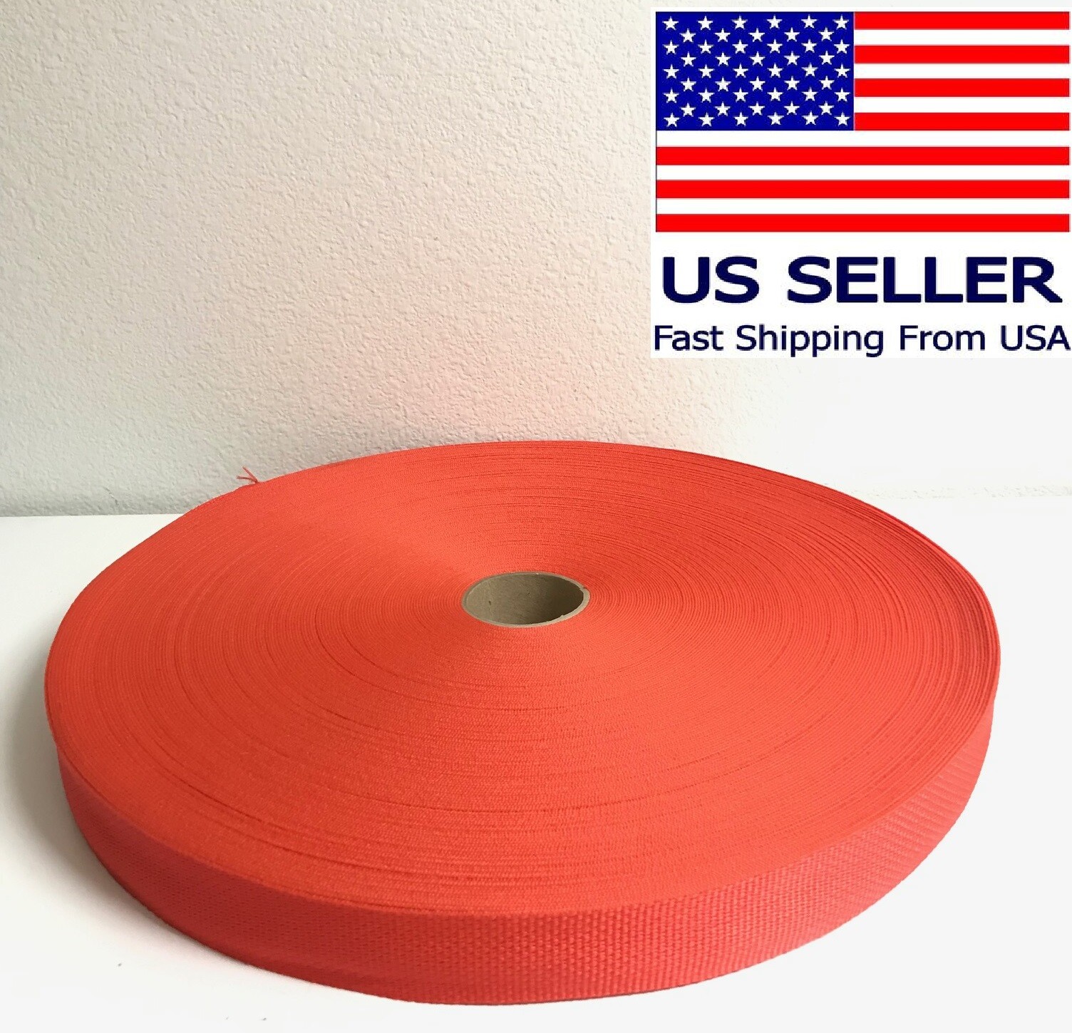 1" inch Polypropylene Webbing Nylon Strap (Orange) 50 Yard Roll