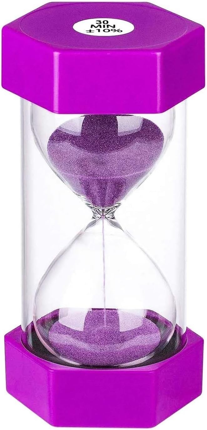 Safe and Stylish Purple Sand Timer - 30 Minute Classroom & Kitchen Essential