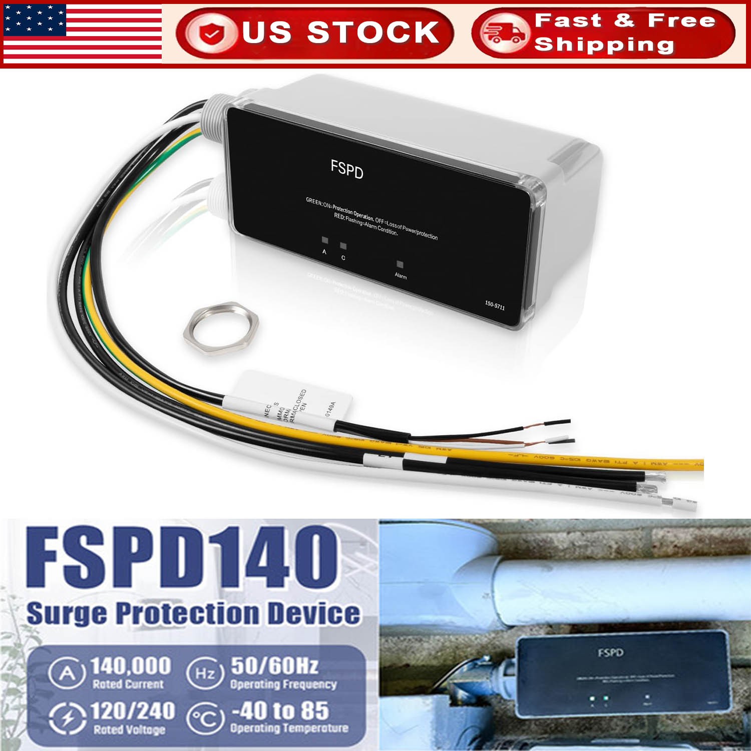 for Siemens Boltshield FSPD140 140000Amp 120/240V Type 2 Surge Protection Device