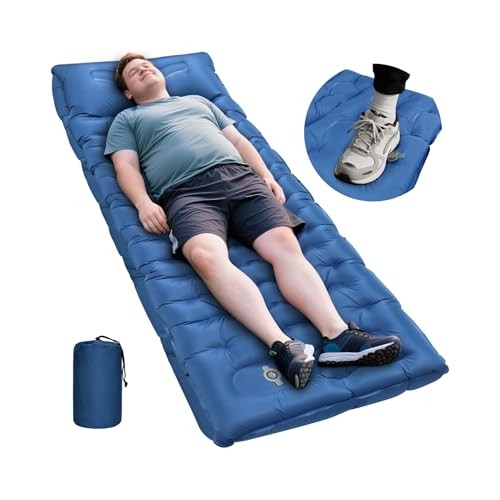 Sleeping Pad, 6 Inch Sleeping Mat Camping Self Inflating Sleeping Blue-single