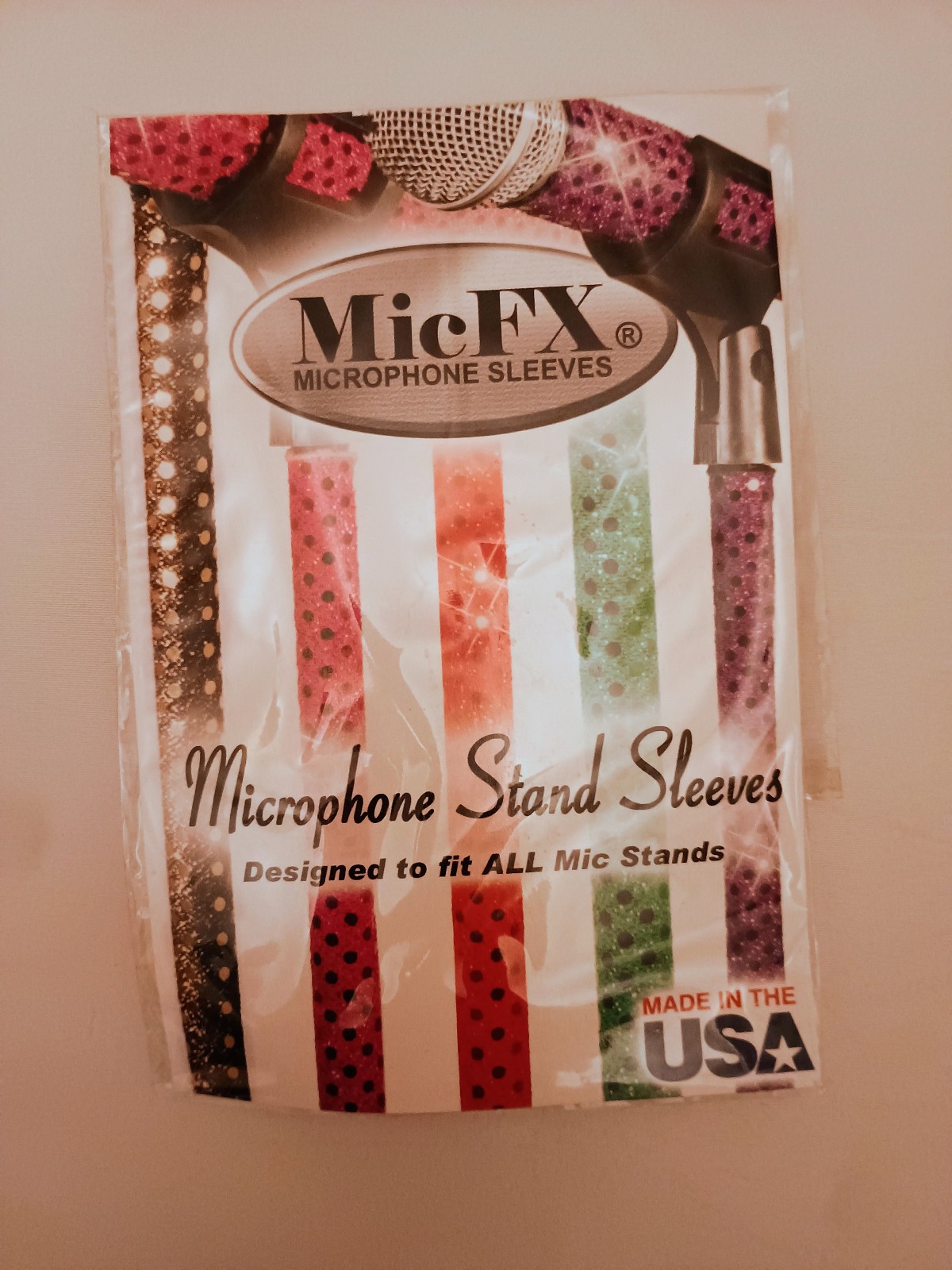 Microphone Stand Cover Skin, MicFX, Lot of 2 Silver and Gold, New