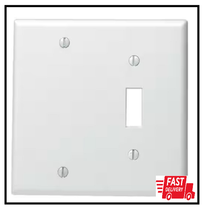 White 2-Gang 1-Toggle/1-Blank Wall Plate (1-Pack)