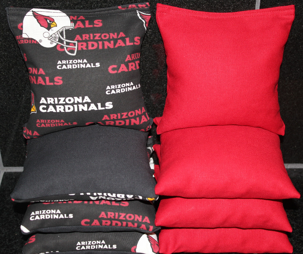 8 CORNHOLE BEANBAGS made w ARIZONA CARDINALS Fabric ACA Reg Bags, Top Quality!