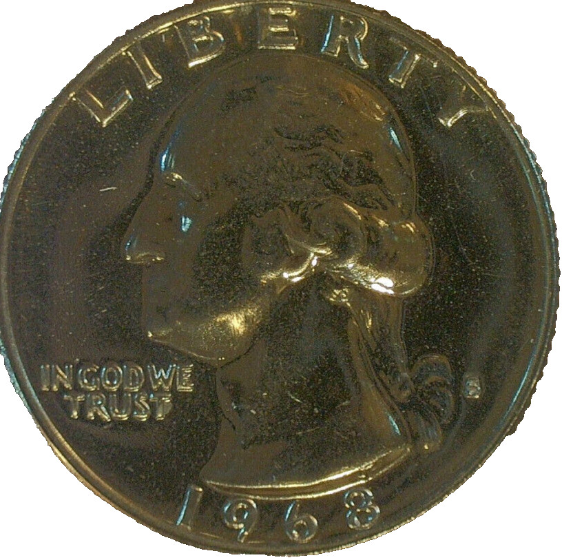 WORLD COIN SALE--1968 S UNITED STATES WASHINGTON CAMEO PROOF QUARTER KM#164a