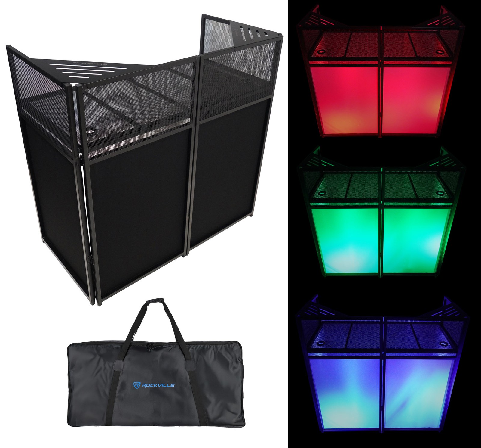Rockville ROCKBOOTH XL Outdoor Backyard Party DJ Booth Facade+Black/White Scrims