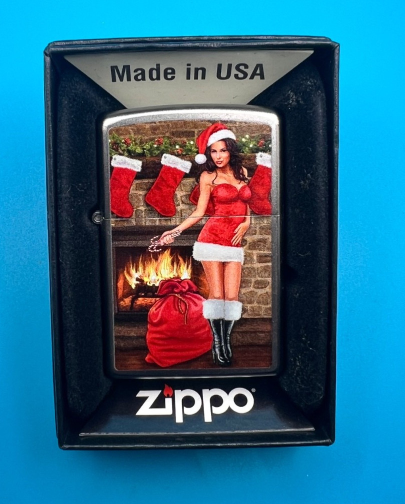 Genuine Brand New 2017 ZIPPO Lighter PULLING A CRACKER BY THE FIRE Satin Chrome