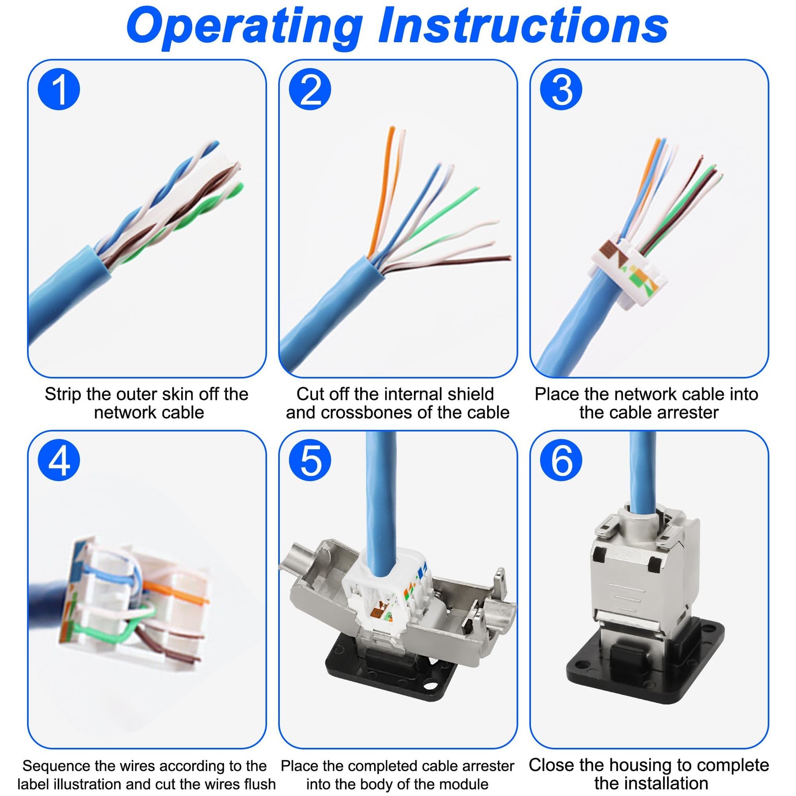 CAT6A DType Panel Mount Connector Shielded RJ45 Coupler Toolless Keystone