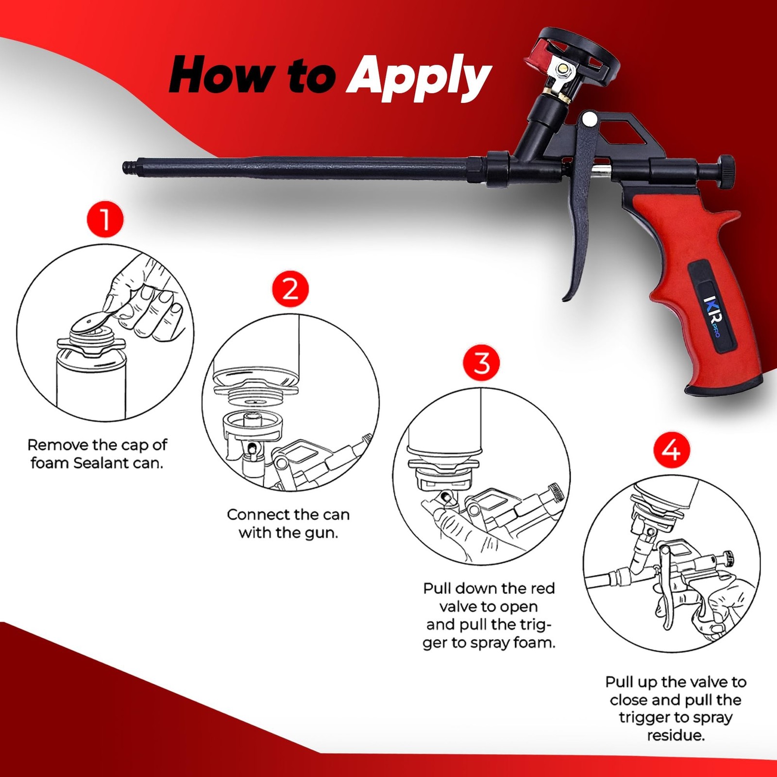 ixirpro Mega Professional Expanding Foam Spray Gun (1 Insulation Gun + 9 Exte...