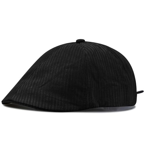 Ivy Cabbie Cap Hooligan Driver Snap Hat Newsboy Hunting One Size Bl89-black