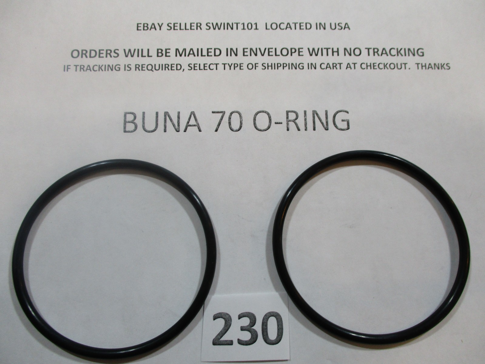 230 O-ring 2-1/2" ID x 2-3/4" OD x 1/8" thick. Buna-70.   Quan 2.