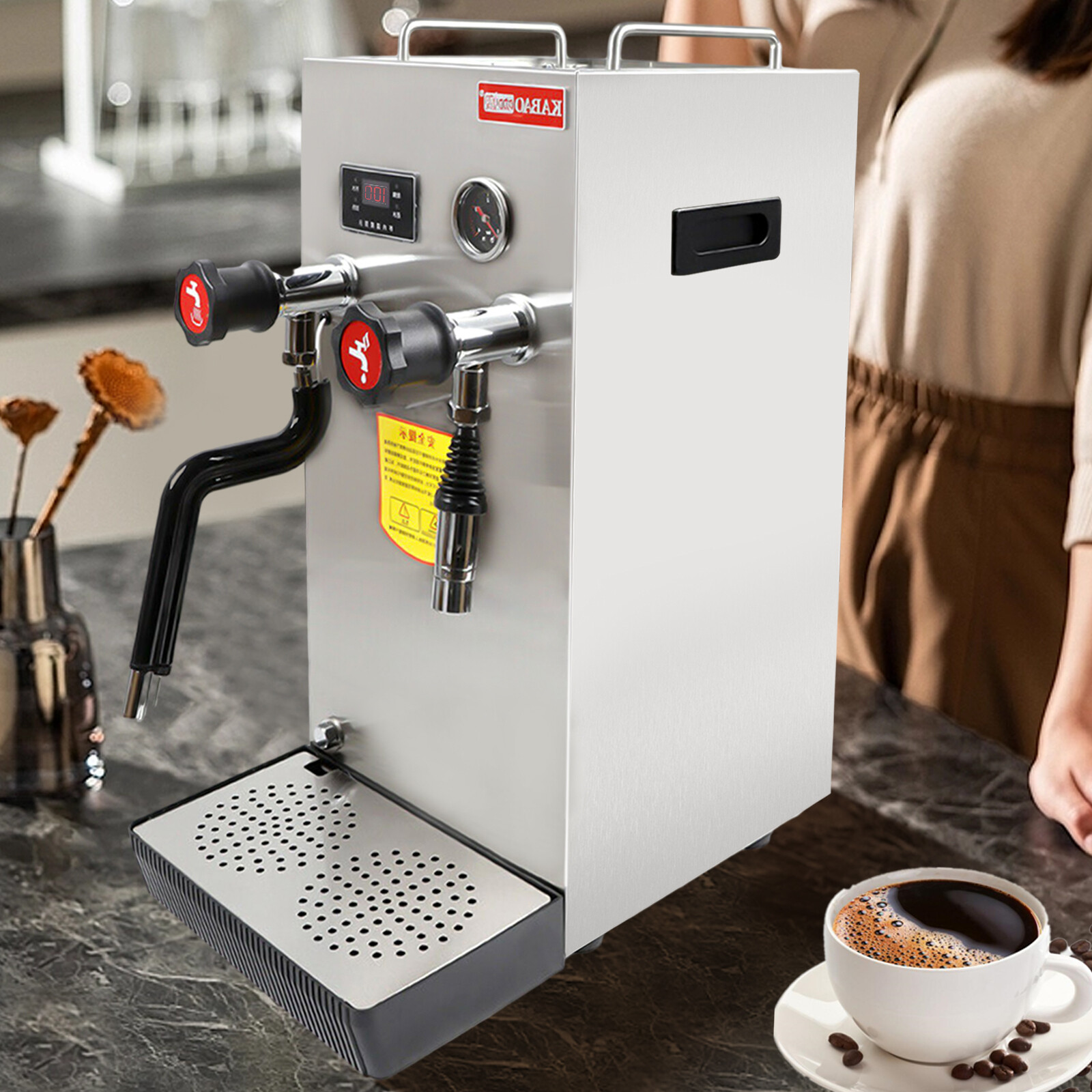 8L Commercial Milk Frother Steamer Full Automatic Boiling Water Frothing Machine