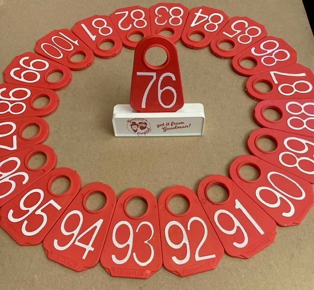 Rubber Livestock Tags #1 - #100 (Keychain, Room Key, Table Number, Luggage Tag)