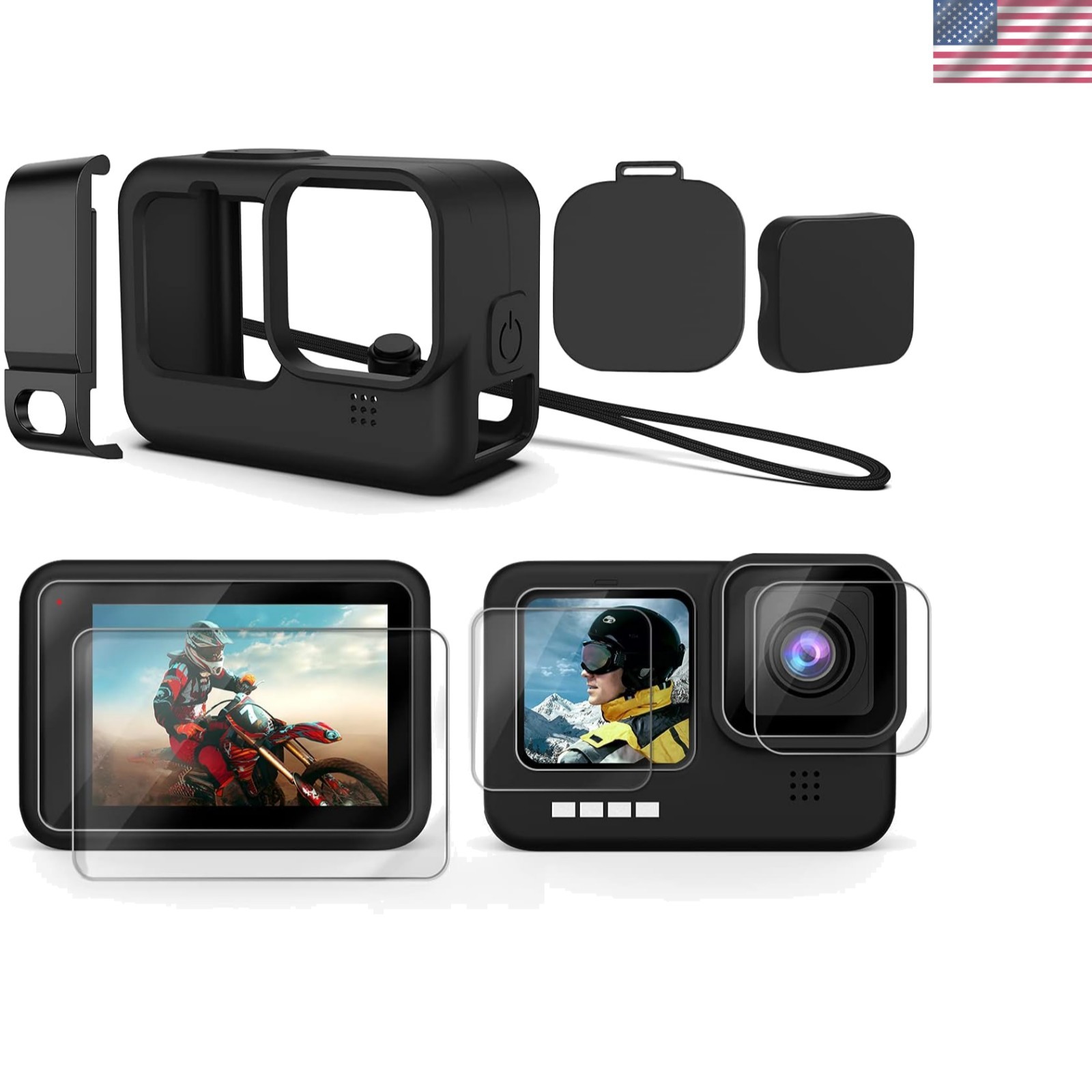 Accessories Kit for GoPro Hero 11/10/9: Silicone Case & Screen Protector